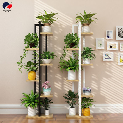 Green Dill and Bracketplant Flower Stand Living Room Bedroom Steel Wood Flower Stand Multi-Layer Indoor Flower Pot Shelf Special Offer Balcony Rack