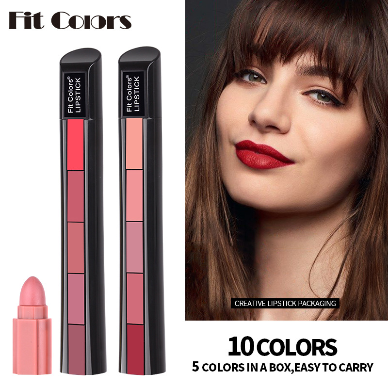 Fit Colors 哑光5色口红组合 5节 雾面丝绒显气色不沾杯唇彩口红