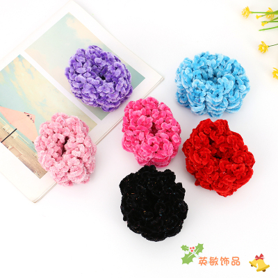 2021 Autumn and Winter New Hair Band Women's Japanese and Korean Hair Band High Elastic Towel Ring Hair Elastic Band Headdress Flower Colorful Soft