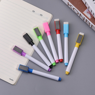 Qianhui 8-Color Children's Whiteboard Pen Set Color Black Marker Pen Water-Based Erasable Whiteboard Pen with Magnetic Brush