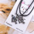 Korean Style Leather Rope Couple Necklace Alloy Pendant 2 Pack Necklace Student Jewelry Small Gift 2 Yuan Store Supply