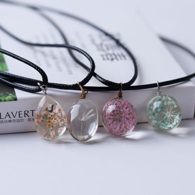 Dried Flower Glass Ball Real Flower Necklace Jingdezhen Ceramic Pendant Creative Fresh Girlfriends Jewelry Stall Supply