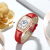 New Hot Live Popular Women's Watch Women's Watch Fashion Wine Bucket Diamond-Embedded Leather Waterproof Net Red Watch