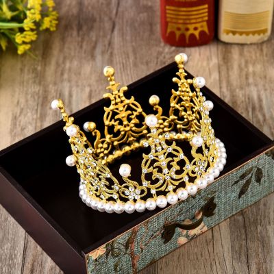 Hot Selling Birthday Bright Crown Bridal Wedding Headdress Cake Baking Decorative Queen Diamond Crown Wholesale