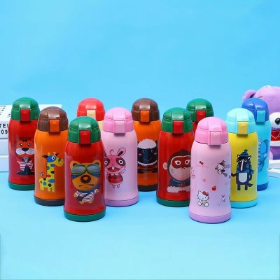 New Cartoon Stainless Steel Vacuum Mug Customized Creative Bottle for Children with Straw Baby Water Glass Gift Wholesale