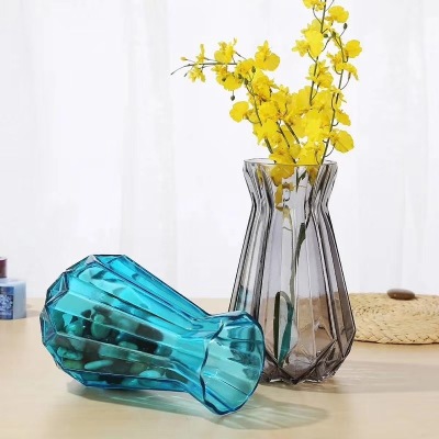 Wholesale Glass Vase Transparent Water Planting Bottle Flower Arrangement Container Living Room Decoration Fresh and Pleasant Colorful Vase