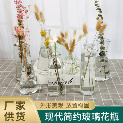 Simple Glass Vase Stall Creative Conical Hydroponic Plant Raindrops Small Vase Vase Ornaments Flower Container