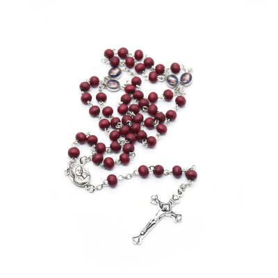 Cross-Border Supply Wish Beads Cross Necklace Virgin Father Religious Ornament Baptism Beads Chain