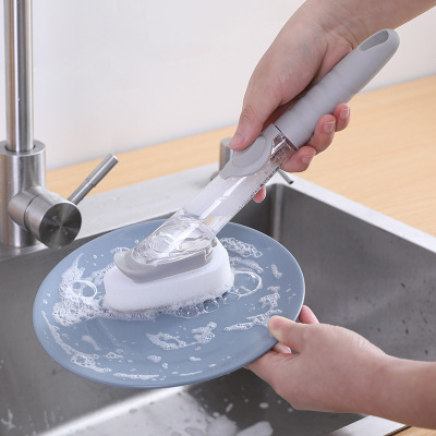 Dish Brush Automatic Liquid Adding Dish Brush Household Kitchen Long Handle Brush Marvelous Pot Cleaning Accessories Lazy Brush Multifunctional Dish Brush