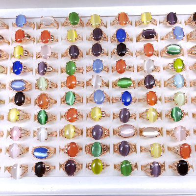 Middle East Africa Export Clip Drop-Shaped Color Opal Ring Cross-Border E-Commerce Female Ring Ornament Supply Wholesale