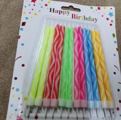 New Long Brush Holder Candle Party Birthday Cake Small Candle Children's Birthday Colorful Candle Decoration Artistic Taper and Candle