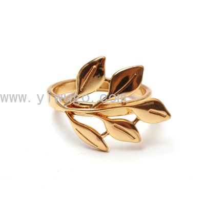 Wedding Christmas Wholesale Rose Gold Silver Leaf Napkin Ring and Holder