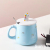 Hot Selling Cartoon Hand Drawn Unicorn Ceramic Cup with Cover with Spoon Coffee Cup Creative Mug Office Water Glass