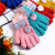 Spot Rice Grain Strawberry Twill Autumn and Winter Finger Gloves Double Jacquard Striped Student Children Warm Gloves