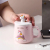 Hot Selling Cartoon Hand Drawn Unicorn Ceramic Cup with Cover with Spoon Coffee Cup Creative Mug Office Water Glass