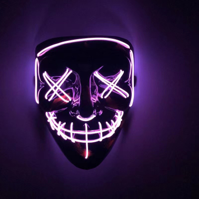 Cross-Entry Popular Halloween Black V for Vendetta Luminous Mask Handmade Custom Wholesale Shuffle Dance Luminescent Light Mask