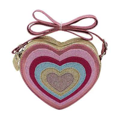 Factory Direct Sales Rainbow Love Glitter Older Younger Child Crossbody Bag Fashion Mini All-Match Children's Bag Outing Cross-Body Bag