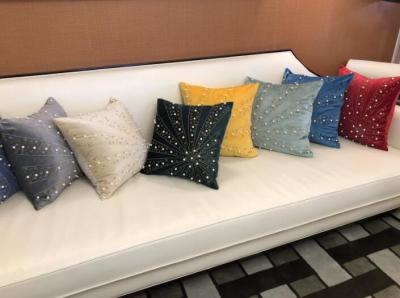 Velvet Pillow Light Luxury Pillow Pearl Hot Drilling Model Room Sofa Cushion Ing Style Creative Pillowcase Wholesale