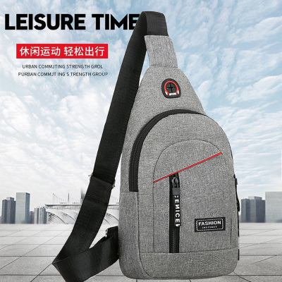 Chest Bag Men's New Autumn Leisure Korean Style Waterproof Oxford Cloth Trendy Sports Small Bag Fashion Shoulder Canvas Messenger Bag