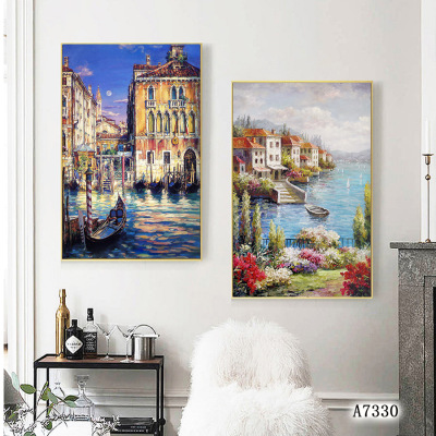 Flower architecture landscape oil painting mural decorative painting photo frame cloth painting decorative calligraphy painting hanging painting sofa bedside