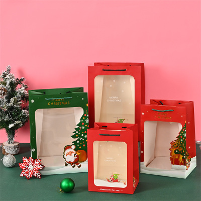 New Christmas Gift Handbag Transparent Window Gift Bag Creative Christmas Eve Apple Packaging Box Gift Bag