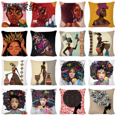African Impression Woman Linen Pillow Cover Amazon Home Office Sofas Pillow Car Cushion Cover