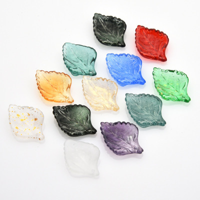 Gradient Small Leaves 16 X23 Sunflower Leaf Glass Crystal Pendant DIY Ornament Hair Accessories Beads Material Wholesale