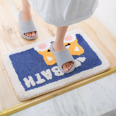 Original Shiba Inu Shower Door Absorbent Floor Mat Entry Absorbent Non-Slip Carpet Flocking Comfortable Foot Mat