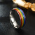Amazon Sources Rainbow Flag Gay Gay Titanium Steel Ring 18K Gold Plating Cheerleading Ring Factory Direct Sales
