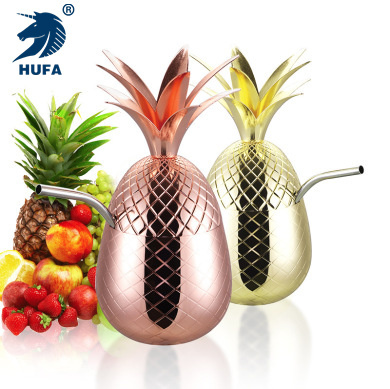 304 Stainless Steel Cocktail Pineapple Cup Factory Direct Sales 800ml Retro Hammer Point Electroplating Wine Glass Cross-Border Wine Set