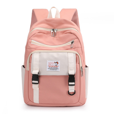 Early High School Student Schoolbag 2021 Spring and Summer New Contrast Color Nylon Backpack Artistic Style Campus Large Capacity Schoolbag