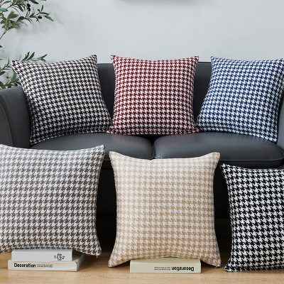 Cross-Border Amazon Nordic Ins Cotton and Linen Houndstooth Fashion Pillow Lumbar Support Cushion Living Room Office Factory Delivery