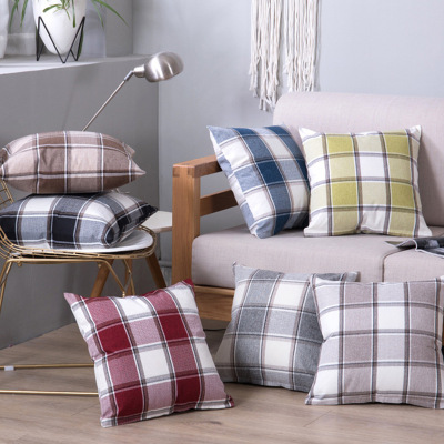 Simple Ins Fashion Solid Color Plaid Cotton and Linen Pillow Nap Pillow Sofa Cushion More than Car Cushion Specifications Optional