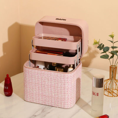 Multifunctional Multi-Layer Hand-Held Manufacturer Portable Hand-Held Jewellery Box Cosmetic Bag Women's Large Capacity 2023 New Cosmetic Case Storage Box Chanel's Style Portable Ins Style Suitcase With Mirror