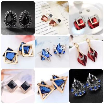 2021 Korean Style S925 Silver Needle Fashion Crystal Diamond-Embedded Personalized Stud Earrings for Women Simple Graceful Eardrops Earrings Wholesale