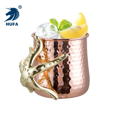 Stainless Steel Cocktail Glass Hammer Point Copper Plated Moscow Mule Cup Factory Wholesale High Quality Metal Beer Steins