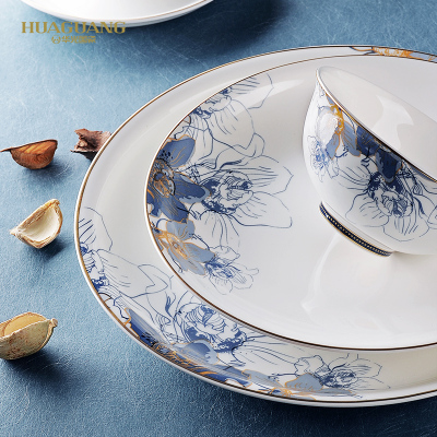 Huaguang Ceramic Bone China Tableware Product Bowl Dish Plate in-Glaze Decoration Household Chinese Bone China Dream Capri