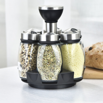 Kitchen Glass Seasoning Jar Seoul Style Rotating Seasoning Bottle Set