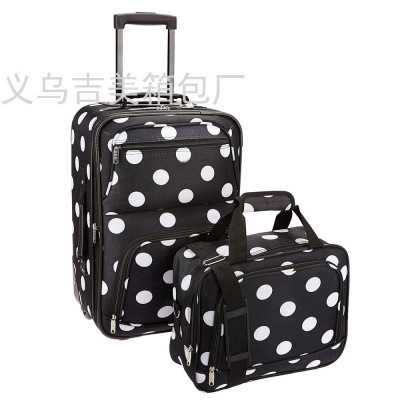Factory Foreign Trade Polka Two-Piece Set Luggage and Suitcase Set Zipper Trolley Case Customizable Boarding Bag Luggage