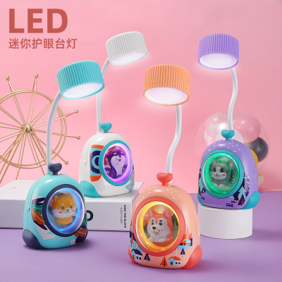 New Creative Cute Pet Led Small Table Lamp USB Rechargeable Eye Protection Learning Desk Lamp Student Bedside Small Night Lamp Gift Batch