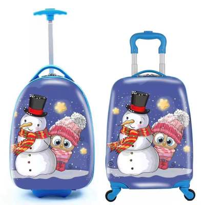 New Cute Children Universal Wheel Trolley Case Luggage Snowman PC Material