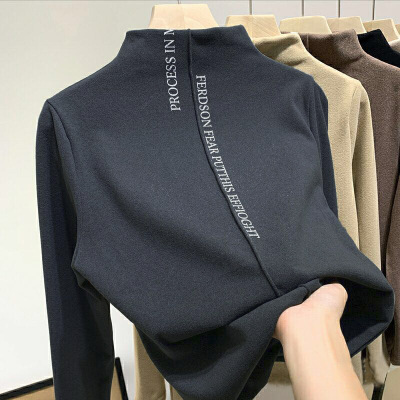 Women 'S Base Shirt New 2021 Autumn And Winter Half-High Collar Dralon Printed T-shirt Fashionable Warm Women 'S Tops Wholesale