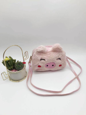 2021 Winter New Cartoon Plush Pig Children's Bags Personality All-Match Shoulder Messenger Bag Change Accessory Bag