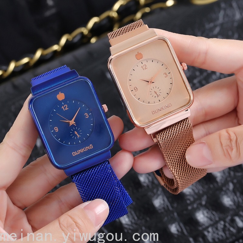 新款方形男士腕表 抖音爆款米兰带创意磁铁扣石英表