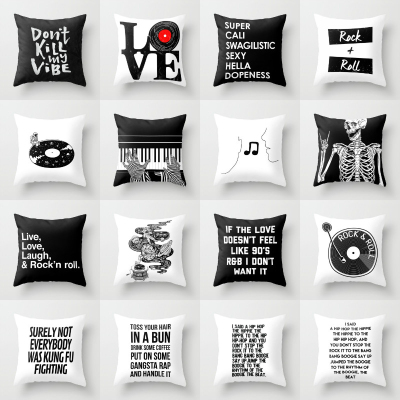 Nordic Style Ins Black and White Letter Personality Sofa Backrest Cushion Office Lumbar Cushion Waist Cushion Pillow Cover