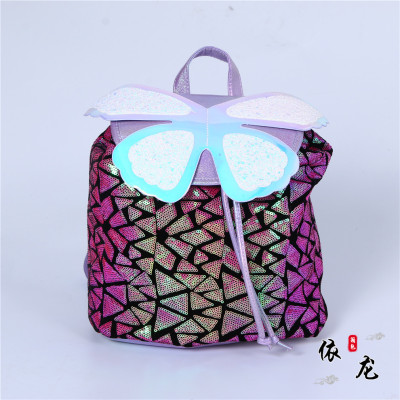 Cross-Border Hot Selling Geometric Rhombus Sequined Schoolbag Children's All-Match Sequin Backpack Large-Capacity Backpack