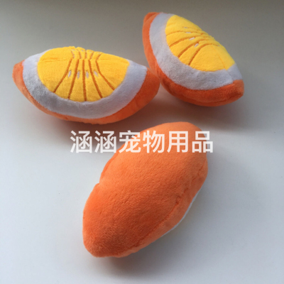 Wholesale Pet Dog Toy Sound Plush Fruit Orange Toy Molar Gnawing Teeth Cleaning Interactive Toy