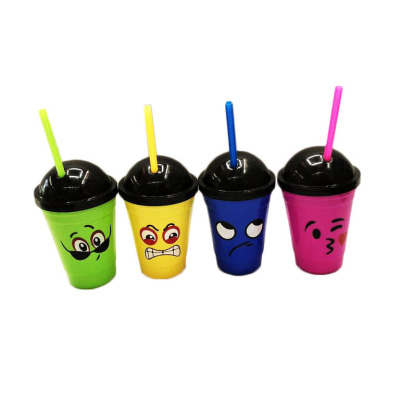 Cartoon Expression Printing Cup with Straw Scenic Spot Exhibition Drink Cup Ice Cream Poop Cover Cup with Straw RS-200796