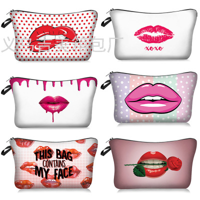 Digital Printing Lips Lip Series Cosmetic Bag Storage Bag Cross-Border Hot Mandala Cosmetic Bag Bohemian K