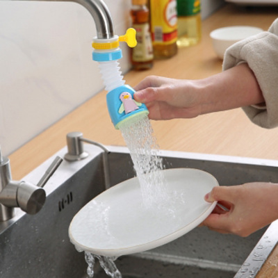 New Cartoon Faucet Shower Buckle Design Rotatable Telescopic Filter Penguin Tap Water Splash-Proof Nozzle